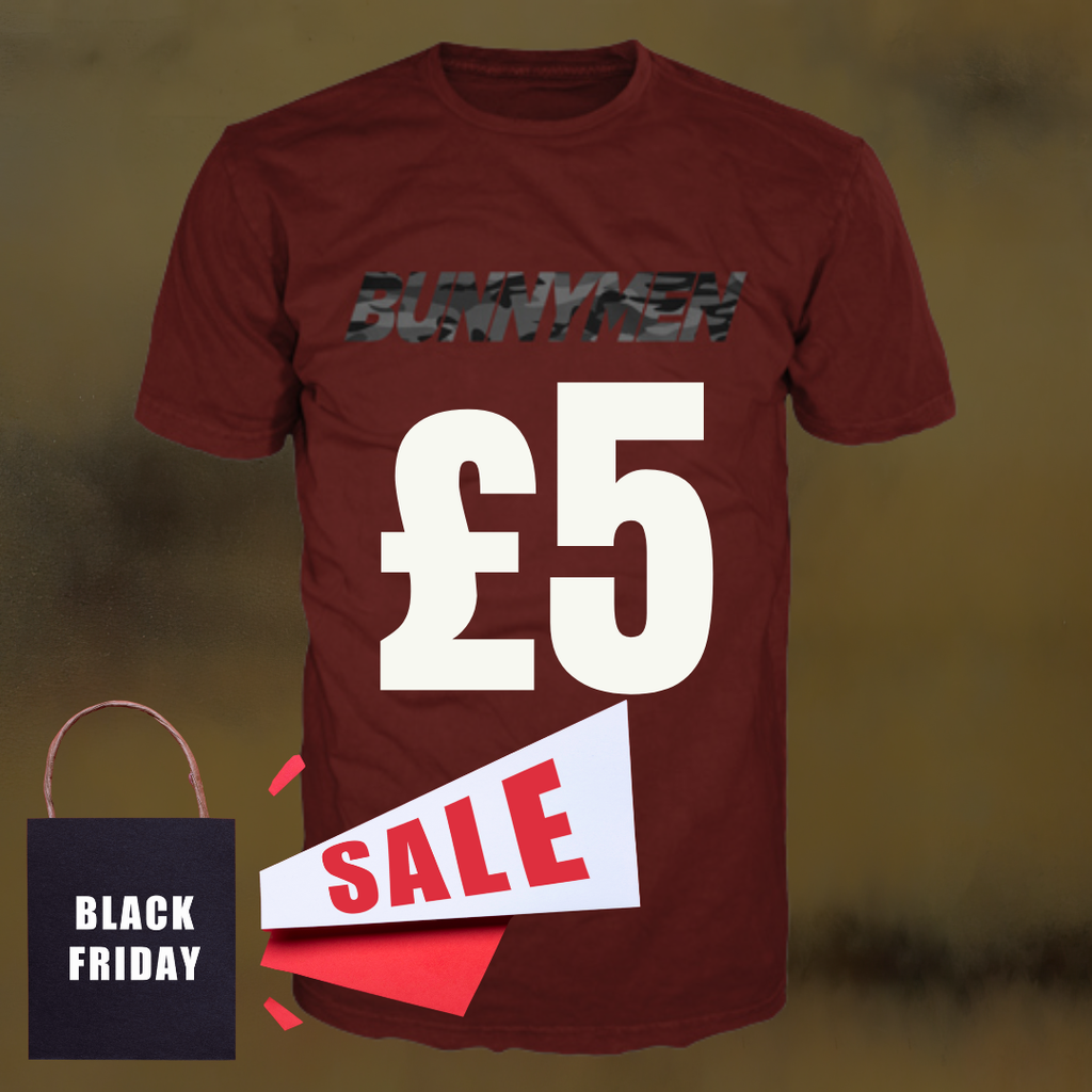 Official Echo & The Bunnymen T-Shirt 'Bunnymen' Camouflage writing.