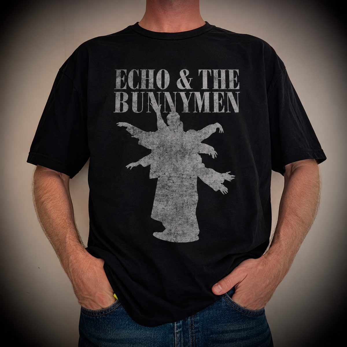 Official Echo & The Bunnymen Wavy Arms aged shirt
