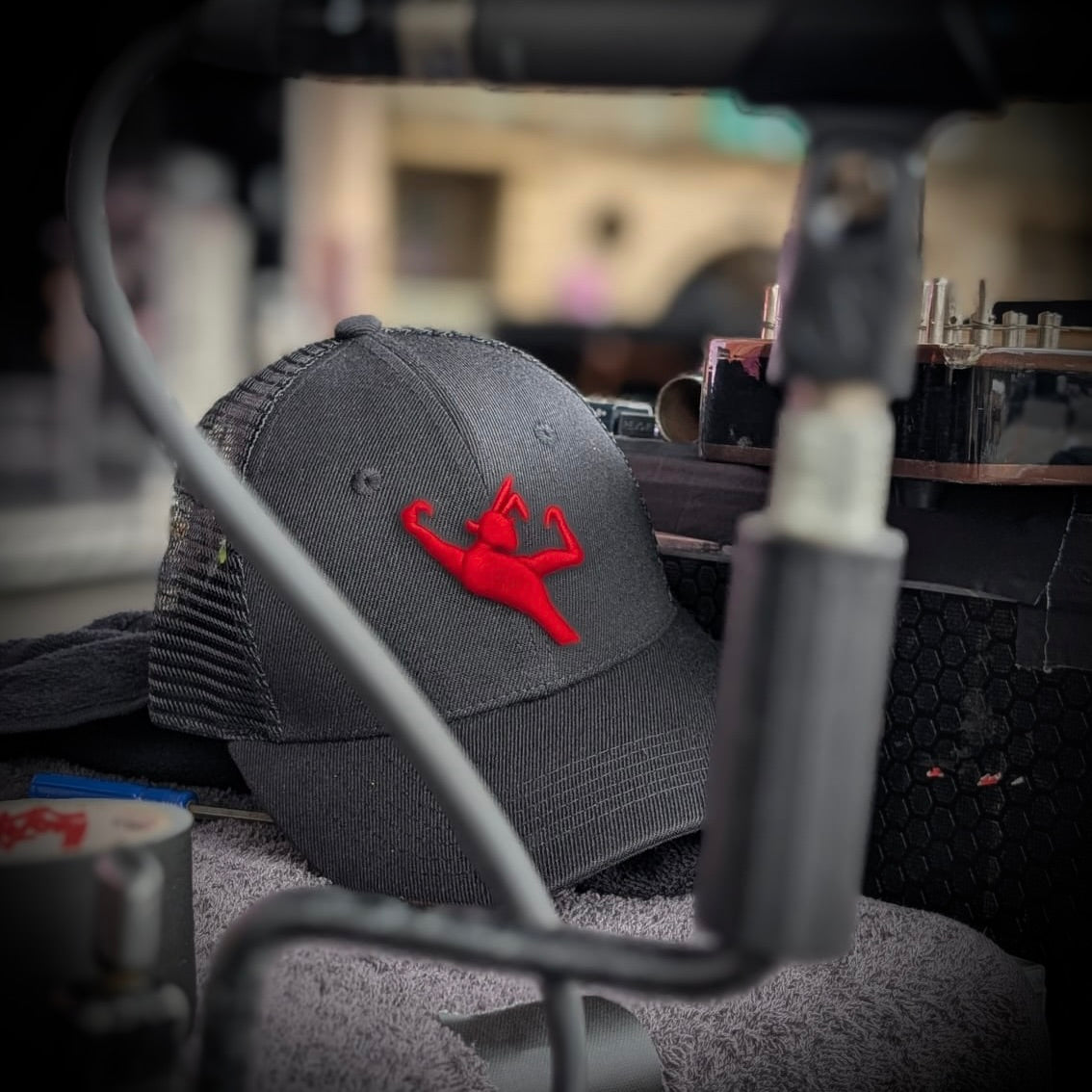 Black Cap with Echo & The Bunnymen Logo in Red