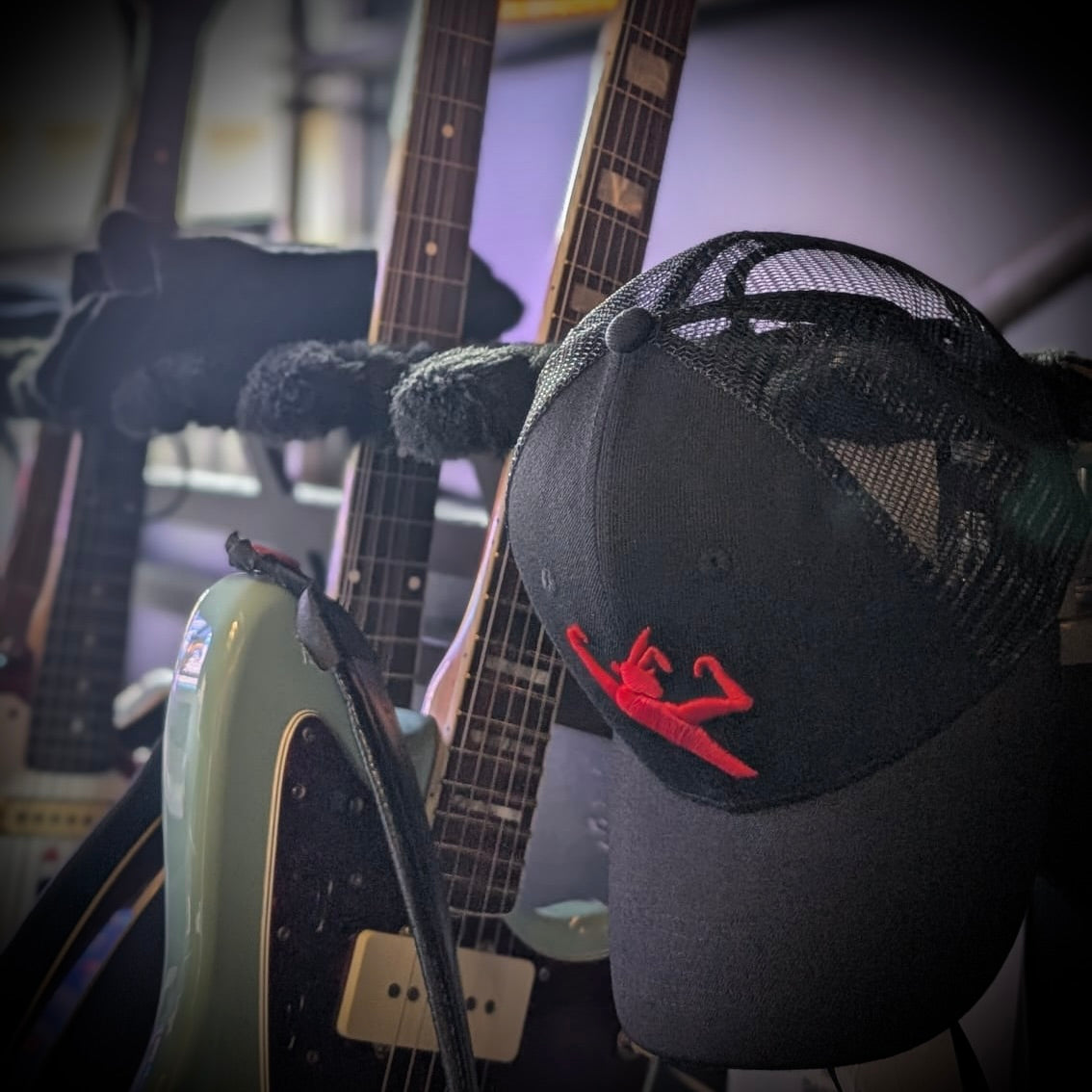 Black Cap with Echo & The Bunnymen Logo in Red