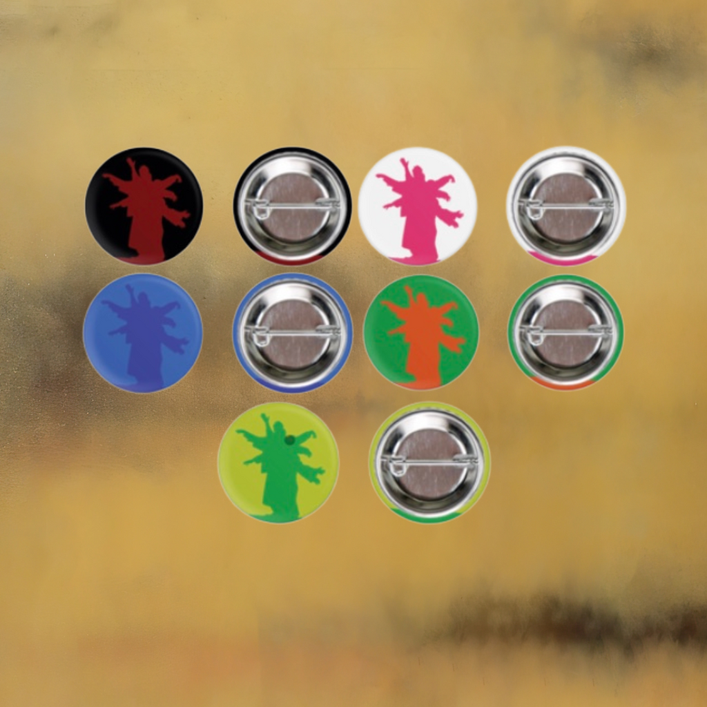 Official Echo & The Bunnymen set of 5 band silhouette Wavy Arms Button Badge.