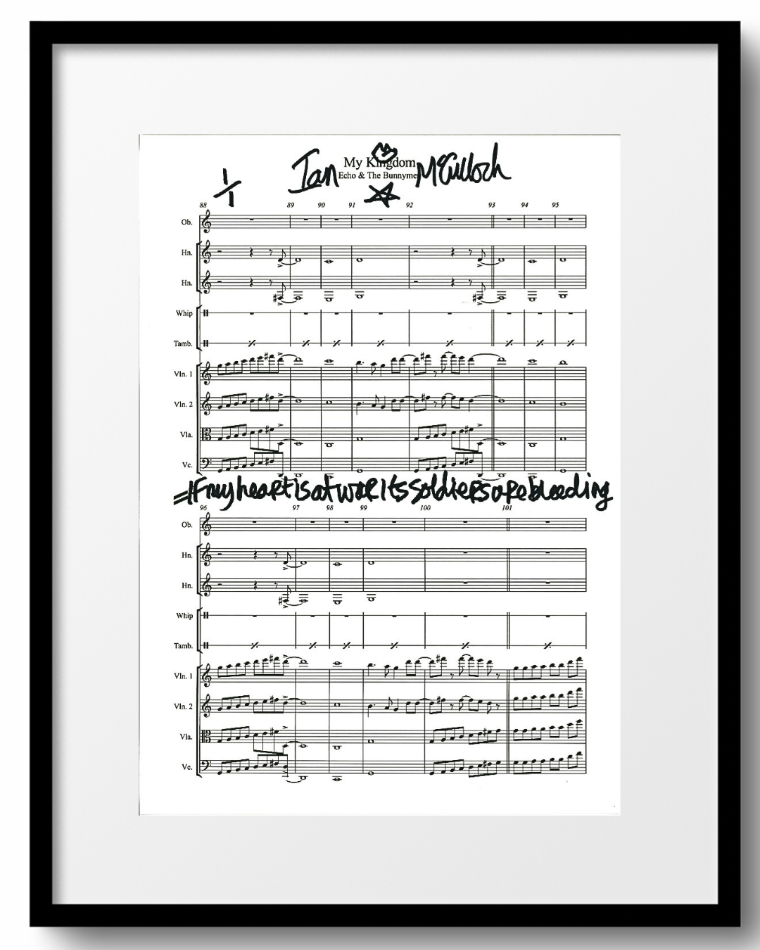Ocean Rain ‘My Kingdom’ Sheet Music & Lyric signed by Ian McCulloch