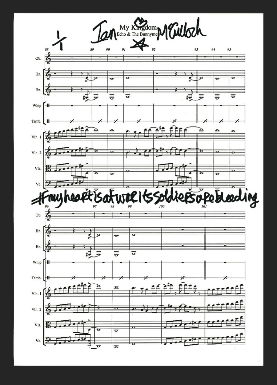 Ocean Rain ‘My Kingdom’ Sheet Music & Lyric signed by Ian McCulloch