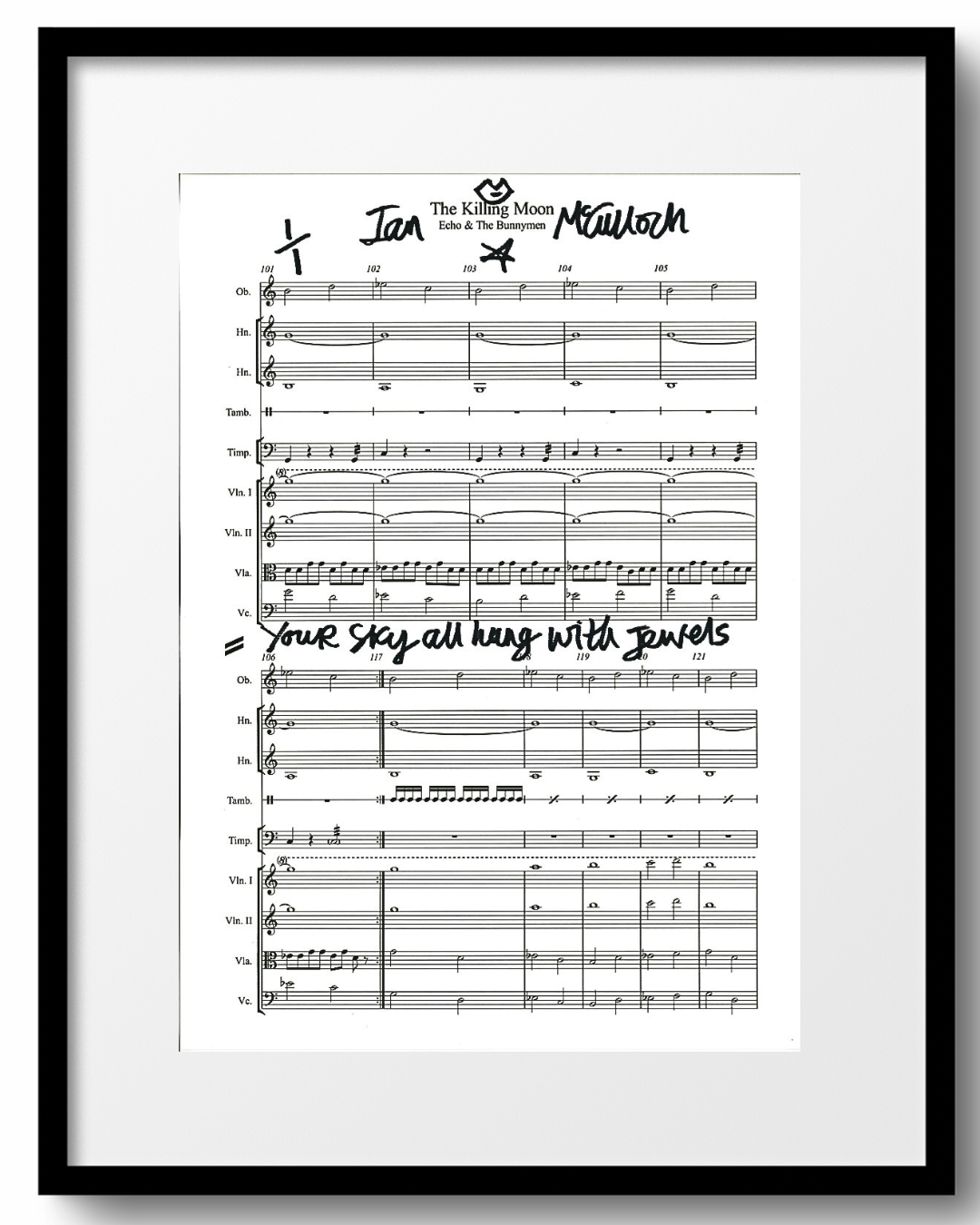 Ocean Rain ‘The Killing Moon’ Sheet Music & Lyric signed by Ian McCulloch