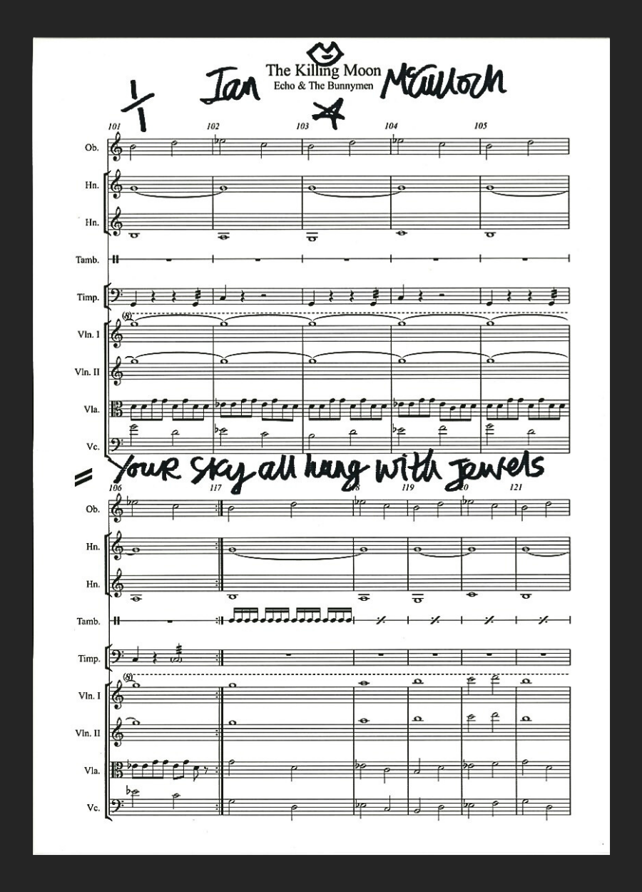 Ocean Rain ‘The Killing Moon’ Sheet Music & Lyric signed by Ian McCulloch