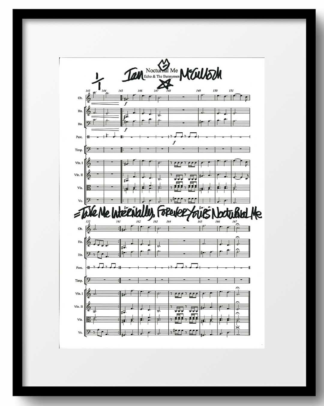 Ocean Rain ‘Nocturnal Me’ Sheet Music & Lyric signed by Ian McCulloch