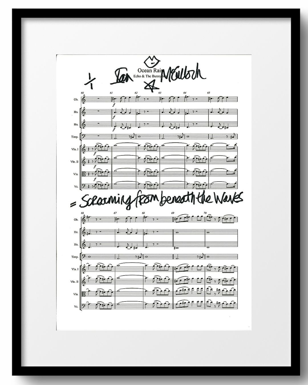 Ocean Rain ‘Ocean Rain’ Sheet Music & Lyric signed by Ian McCulloch