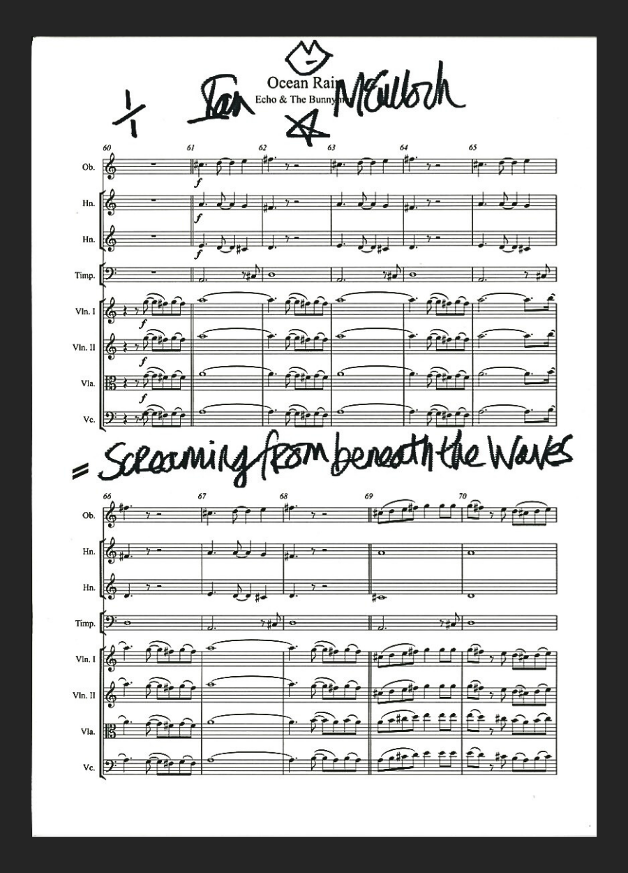 Ocean Rain ‘Ocean Rain’ Sheet Music & Lyric signed by Ian McCulloch