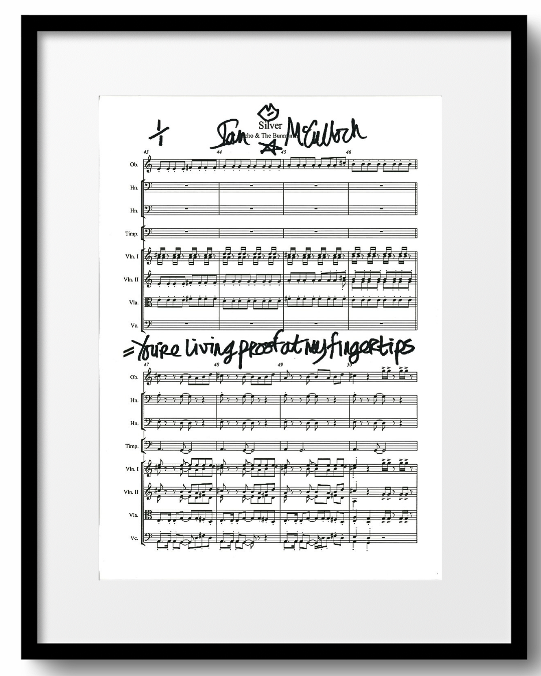 Ocean Rain ‘Silver’ Sheet Music & Lyric signed by Ian McCulloch