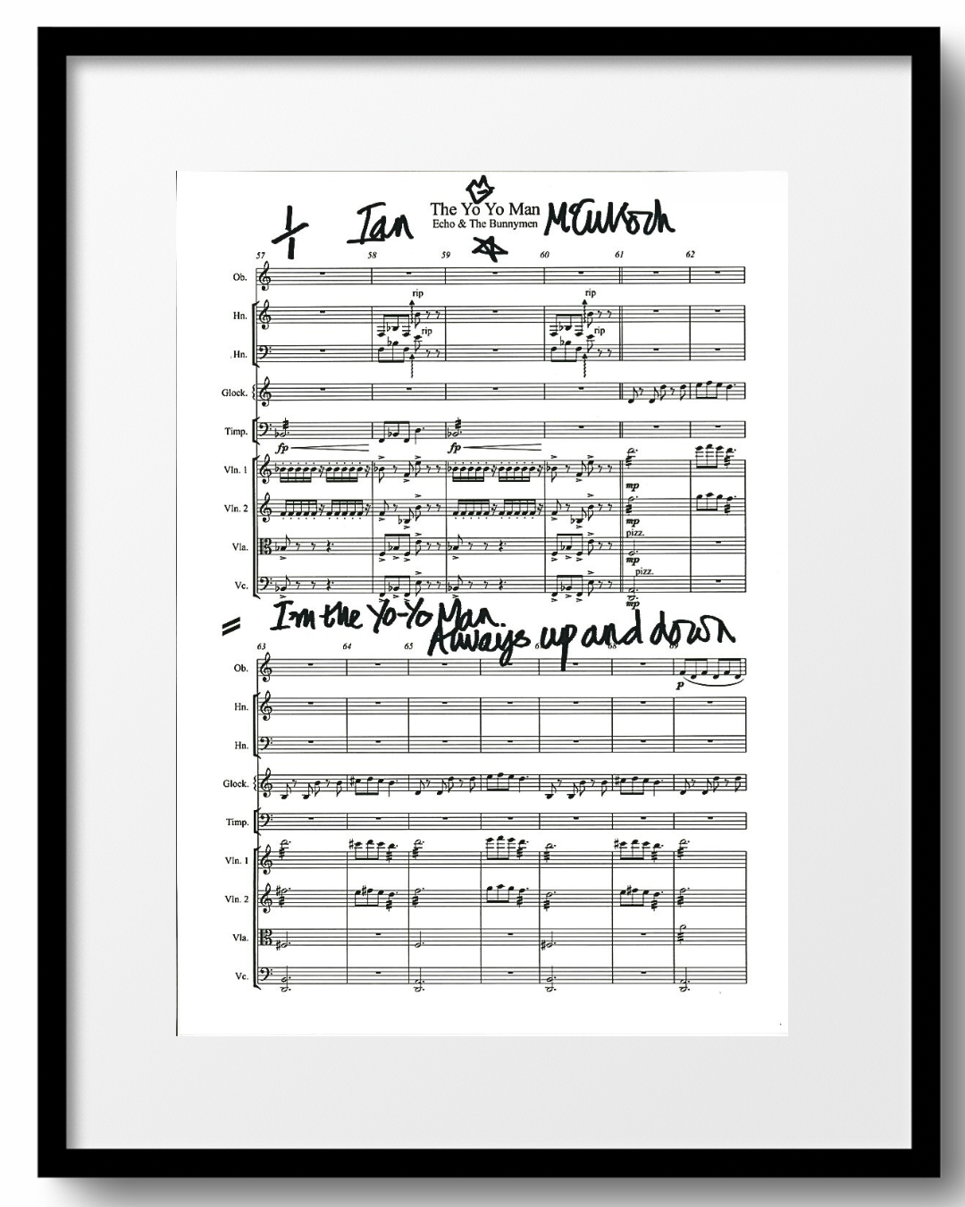 Ocean Rain ‘The Yo Yo Man’ Sheet Music & Lyric signed by Ian McCulloch