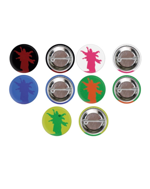 Official Echo & The Bunnymen set of 5 band silhouette wavy arms button badge.